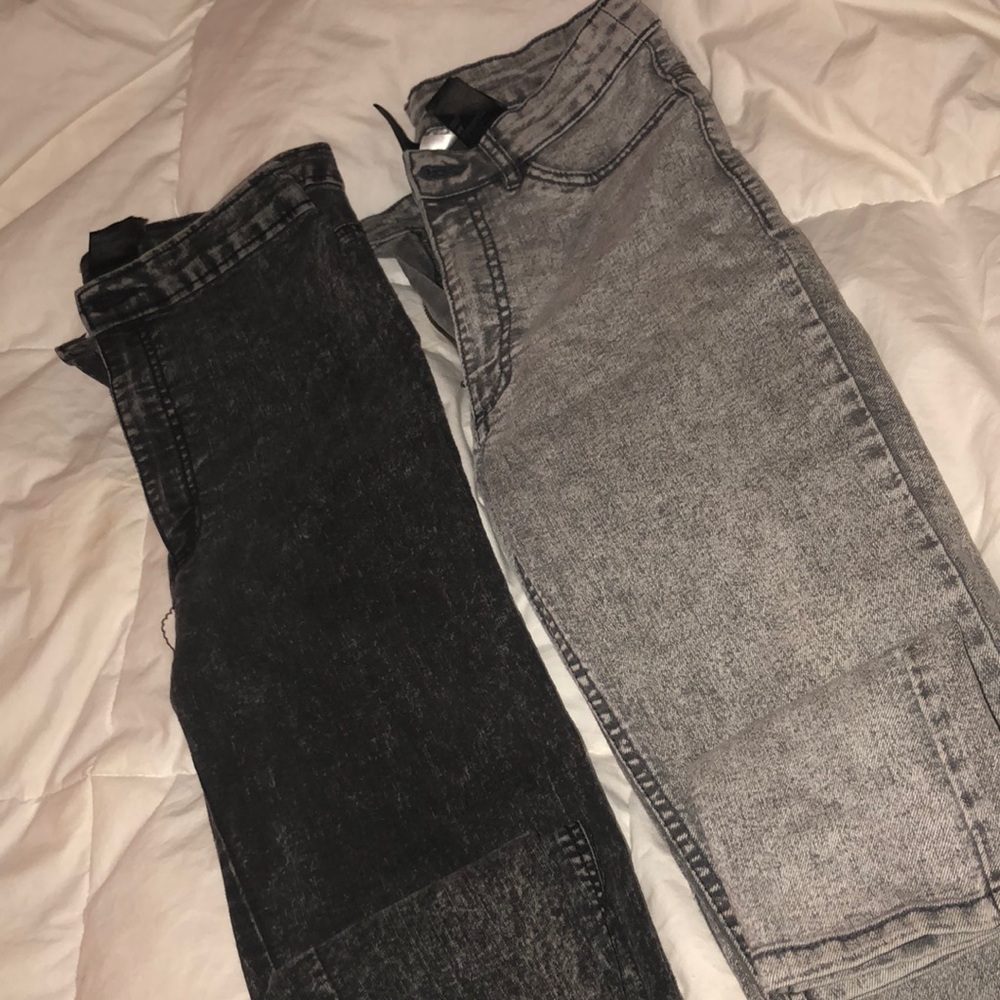 Acid washed high waisted jeans